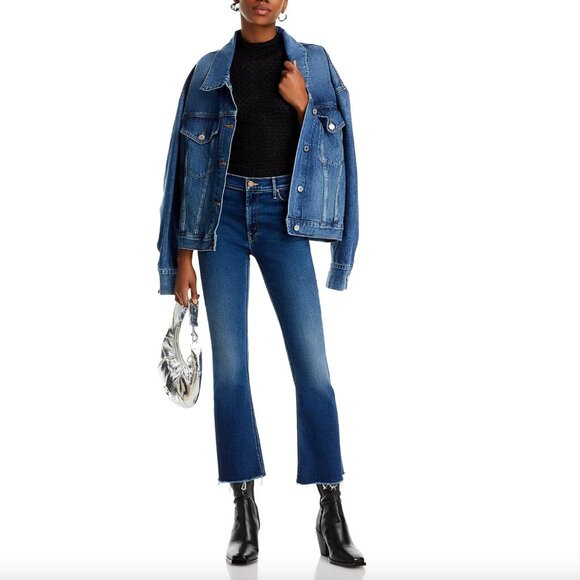 MOTHER The Outsider High Rise Ankle Fray Flare Jeans in Uncharted - 25 - NWT - Picture 2 of 8